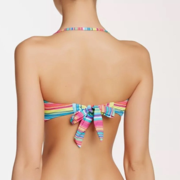 Nanette Lepore Flora Fiesta Bandeau Bikini Top Medium Colorful Stripes - Picture 2 of 9